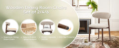 Wooden Dining Chairs Set of 6 Modern Fabric Upholstered Dining Room Chair Farmhouse Kitchen Side Chairs with Foot Pegs