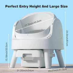 Cat Litter Box Self Cleaning, Open-Top Automatic Cat Litter Box with Safety Protection for Cats, Mat And Garbage Bags Included