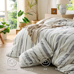 Cotton Duvet Cover King - 100% Cotton Waffle Weave Coconut White Duvet Cover King Size, GentleSoft™ and Breathable Bedding Set