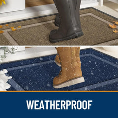 Front Door Mat Indoor Outdoor Entrance, Waterproof All-Season, All-Weather Doormat, Sturdy Natural Rubber, Fade Resistant,