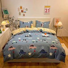 4 Pcs Bed Cover Set Kid Boy Girl Duvet Cover Adult Child Bed Sheets and Pillowcases Comforter Bedding Set(1.2m)