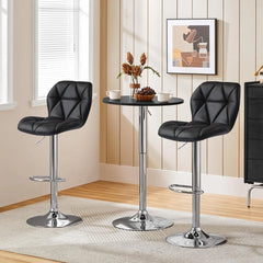Bar Stools Set of 4, Adjustable PU Leather Swivel Barstools, Modern Counter Stools with Back and Footrest