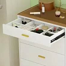 Dresser with LED Lights for Bedroom,8 Drawer Dressers with Tempered Glass Top,Chests of Drawers with 2 Grid Drawer,Living Room