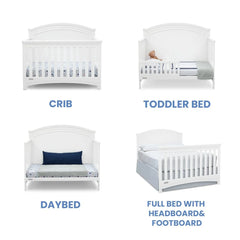 4-in-1 Convertible Baby Crib Greenguard Gold Certified Adjustable Height Safe Toddler Bed Daybed Sofa Full Size Bed