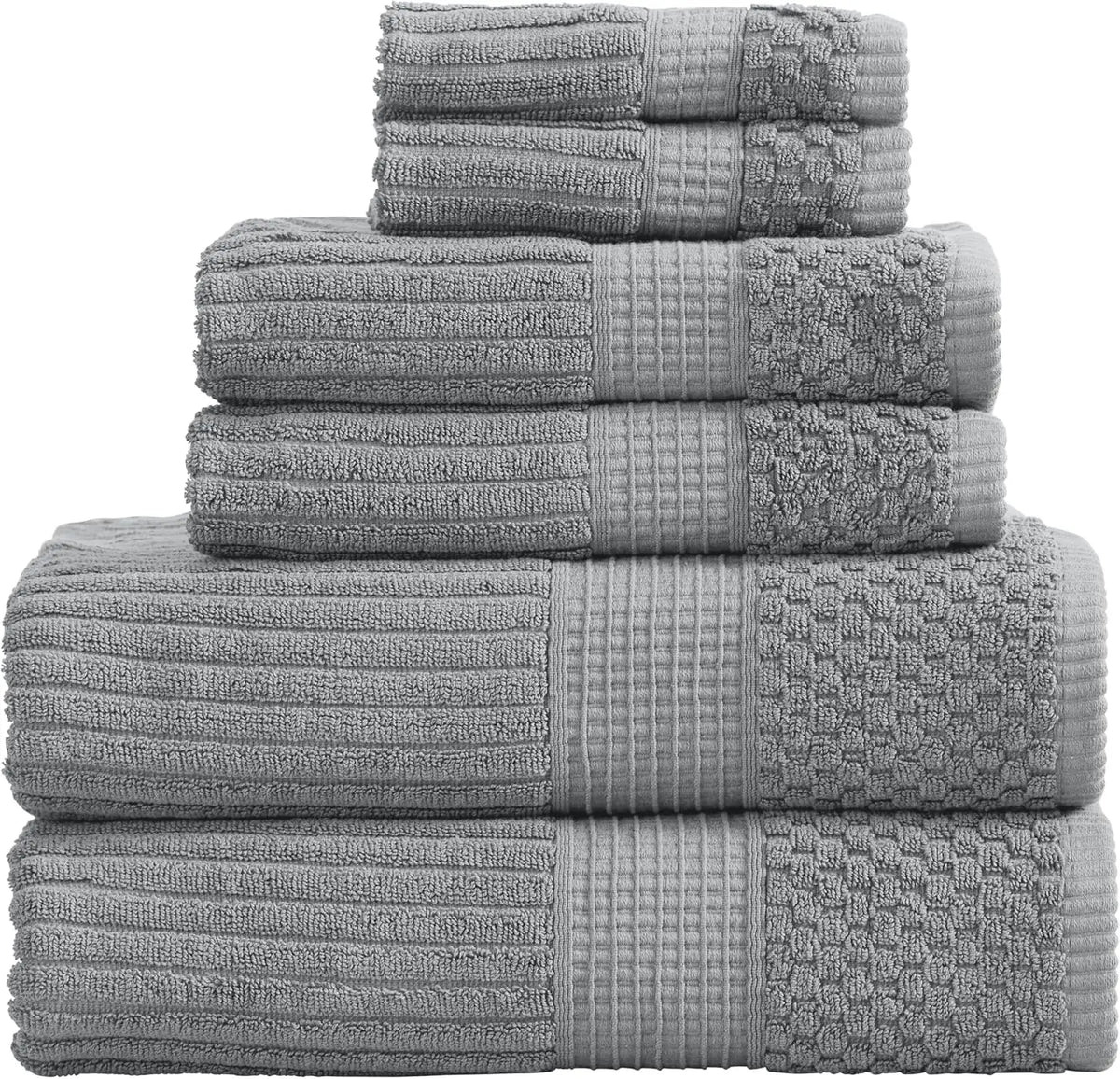 100% Cotton Bath Towel Set | 6 Piece Set | Absorbent & Quick-Dry Bath Towels