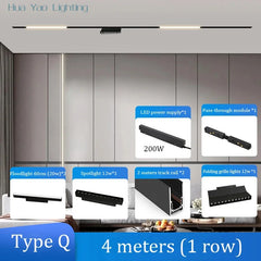 Dimmalbe LED track Light Full Set 360° Adjustable COB Embedded Track lighting For Clothing Shop Kitchen Rail Lighting
