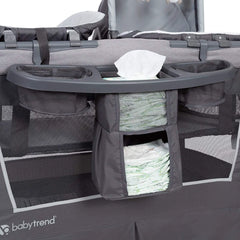 Nursery Center Travel Crib with Removable Rock-A-Bye Bassinet, Changing Table, Organizer, and Electronic Music Center