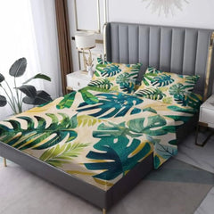 Monstera Sheets Cal King Size - Leaf Bed Sheets - Tropical Plants Sheet Set - Super Soft Wrinkle Free Microfiber Bedding 4 Piec