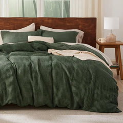 Cotton Duvet Cover King - 100% Cotton Waffle Weave Coconut White Duvet Cover King Size, GentleSoft™ and Breathable Bedding Set