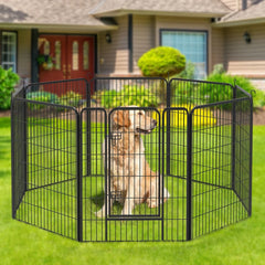 8 Pcs Metal Garden Fence Decorative Barrier Indoor Outdoor Dog Playpen Durable Easy Assembly Animal Enclosure
