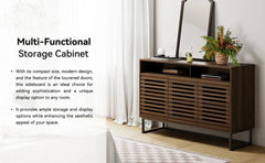 Buffet Sideboard Cabinet Modern Storage Cabinet with Louvered Door and Adjustable Shelf for Kitchen, Coffee Bar, Living Room