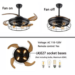42"  Ceiling Fan with Light w/Remote Control 3 Gear Wind Flush Mount Ceiling Fan