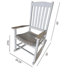 Acacia Wood Porch Rocking Chair Comfortable Outdoor Seating Solid White Finish Easy to Clean Assembly Required