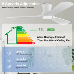 52 "Smart Low Profile ceiling Fans with Lights Remote,Quiet DC Motor,Outdoor Indoor Flush Mount Fan,Control WIFIAle