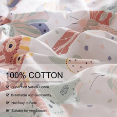 Twin Duvet Cover Kids 100% Cotton Butterfly White for Cute Bedding Set 3Pcs Ultra Soft Breathable Patterned Cartoon Comforter