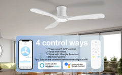 52 "Smart Low Profile ceiling Fans with Lights Remote,Quiet DC Motor,Outdoor Indoor Flush Mount Fan,Control WIFIAle