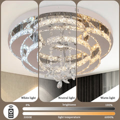 Modern Chandelier Ceiling Lamp K9 Luxury Crystal Led Living Dining Room Decor Pendant Light RC Dimmable Luminaire Home Fixture