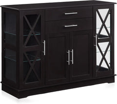 Sideboard Buffet, 47 Inch Storage Console Table Coffee Bar Kitchen Cupboard Pantry Glass Display Cabinet for Lving Entryway