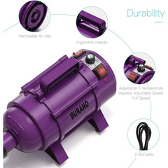 Dog Dryer Stand, 4.3HP Variable Air Speed & Heat Pet Dryer with Stand, High Velocity Dog Pet Stand Grooming Dryer