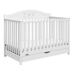 5-in-1 Convertible Baby Crib with Drawer and Reversible Headboard, Pebble Gray