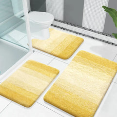 Bathroom Rugs Sets 3 Piece, Soft Absorbent Microfiber Bath Rugs and U-Shaped Contour Toilet Rug Area Rug Set