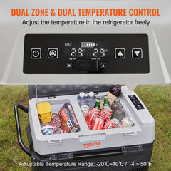 SucceBuy 38L/53L Portable Car Refrigerator Freezer Electric Mini Fridge Ice Box with Wheels Compressor for Camping Outdoor Car