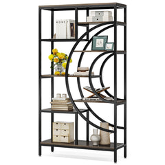 Tribesigns Bookshelf Industrial 5 Tier Etagere Bookcase, Freestanding Tall Bookshelves Display Shelf Storage Organizer
