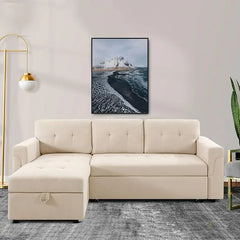 Sleeper Sectional Sofa with Convertible Sofa Bed & Storage Chaise