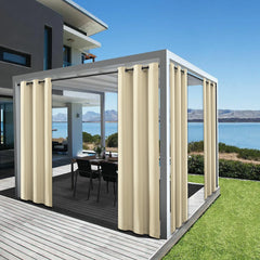 4 Panels Outdoor Curtains for Patio - Waterproof Blackout Curtains & Drapes Windproof UV Protection for Porch Gazebo Pergola