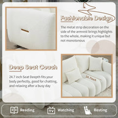 82" Modern Sofa Couch, Comfy Deep Seat Teddy Cloud Sofa, Upholstered 3-Seater Boucle Couch, Oversized Loveseat Living Room Sofas