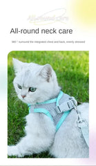 Vest Walking Traction Rope Cat Harness with Reflective Strip Dog Collar Breathable Mesh Harness for Small Medium Pet Cat Dog