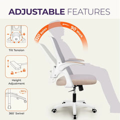 Office Desk Computer Gaming Chair with Ergonomic Lumbar Back Support Flip-up Padded Armrest Adjustable Height and Wheels
