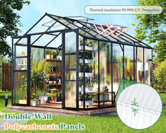 Greenhouse with Quick-Connect Fittings, Walk-in Greenhouse with 2 Swing Doors, Greenhouses for Outdoors for Garden Backyard