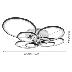 Modern LED Ceiling Light Fixture with Remote Control, Clear Acrylic Shade, Semi Flush Mount Ceiling Light Chandelier 8 Head