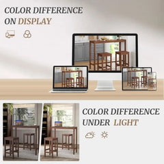 45 inch Bar Table and Chairs Set, Acacia Wood Pub Table with 2 Stools, Rectangular Counter Height Table Set for Dining Room