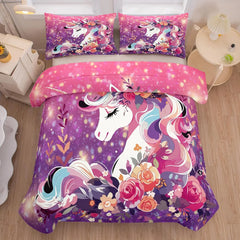 Kids Bedding Set For Girls Unicorn Comforter Set Full Girls Bedding Sets All Season With 2 Pillowcase……