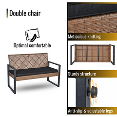 4-Piece Patio Furniture Set Outdoor Balcony Porch Garden Backyard Lawn Furniture Acacia Wood Table Top
