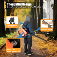 CNCEST 42.7CC Two-Stroke Leaf Blower 7000R/Min W/ Stainless Steel Buckles For Snow Removal & Sweeping Fallen Leaves