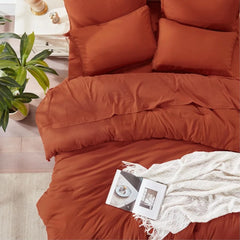 King Size Comforter Set with Sheets Burnt Orange - 7 Pieces Bed in a Bag Boho Soft Lightweight Bedding Sets, Duvet Cover Sets