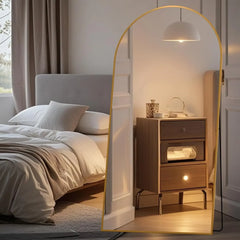 Arched Full Length Mirror, 71x32 Oversized Floor Mirror with Stand, Gold Mirror Full Length, Aluminum Full Body Dressing Mirror