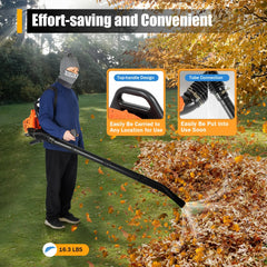 CNCEST 42.7CC Two-Stroke Leaf Blower 7000R/Min W/ Stainless Steel Buckles For Snow Removal & Sweeping Fallen Leaves