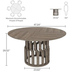 41” Round Wooden Dining Table – Modern Kitchen Table for 4-6 People