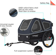 S-Line XL Pet Bike Trailer & Stroller for Dogs Up to 100 lbs,Folding Frame Cart, Suspension Wheels,Low Center of Gravity