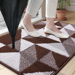 Large Door Mat Indoor Entrance Washable 59x35, Odor-Free Low-Profile Front Back Geometric Doormat, Absorbent Resist