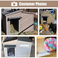 Outdoor Extra Large Dog House with Removable Floor, Raised Feet, Anti-Chewing Iron Frame – Wooden Kennel with Asphalt Roof