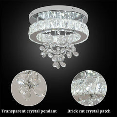 Crystal Chandelier Chrome Ceiling Lamps Led Flush Mount Stainless Steel Fixture Aisle Light Lustre Dining Room Living Room Decor