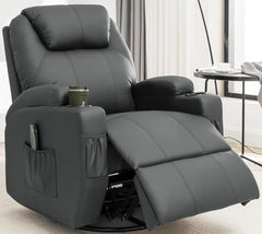 Recliner Chair, Rocking Chair with Massage and Heat, 360° Swivel Recliner Chairs, Rocker Manual Recliner with Remote Control