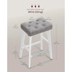 Bar Stools Set of 2, Counter Height Saddle Bar Stools, 26-Inch Backless Kitchen Stools with Wood Legs, PU Leather Thickened