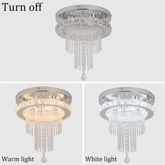 Crystal Chandelier Chrome Ceiling Lamps Led Flush Mount Stainless Steel Fixture Aisle Light Lustre Dining Room Living Room Decor