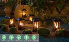Outdoor Solar Candle Light, Flashing Decorative Lantern, Post Light, Waterproof, 6-Piece